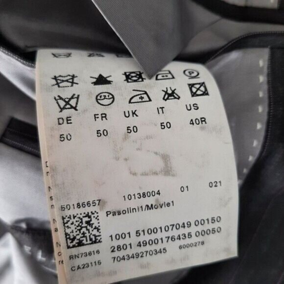 BOSS Hugo Boss Pasolini Movie 100% Virgin Wool Grey Pinstripe Blazer Sz 40 R - Picture 12 of 13